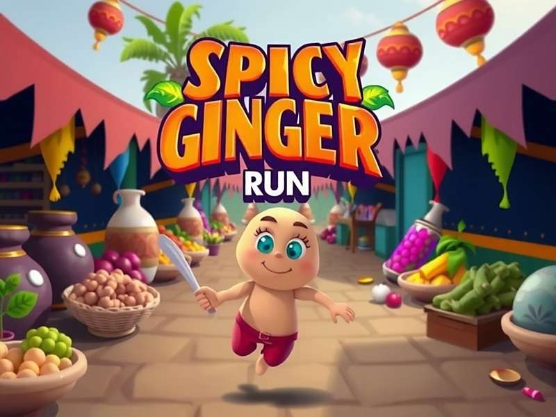 Spicy Ginger Run - Main Banner Spicy Ginger Run Game Banner featuring Ginger running through a colorful Indian market