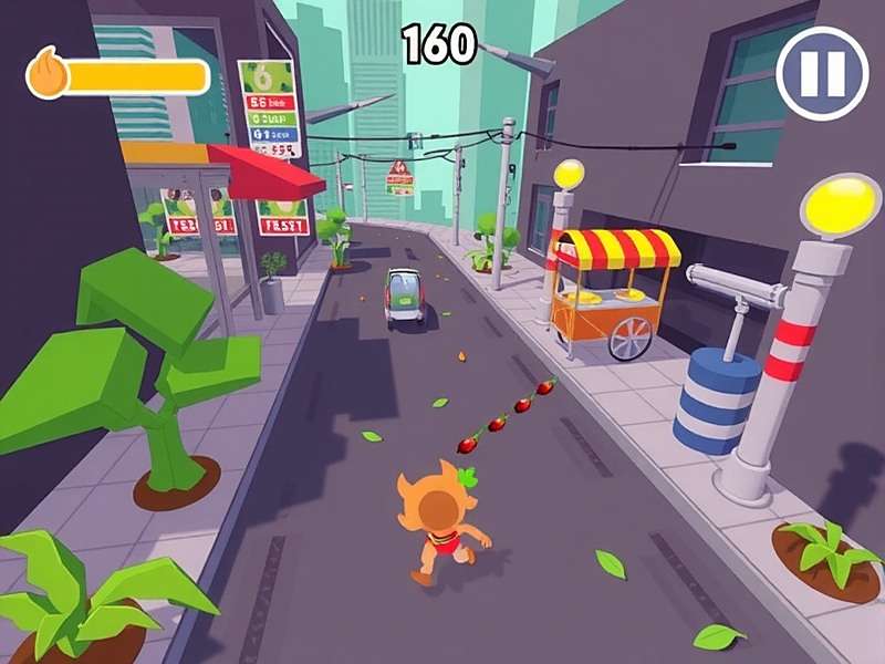 Spicy Ginger Run - Exciting Gameplay Spicy Ginger Run Gameplay showing Ginger collecting chillies while avoiding street food carts